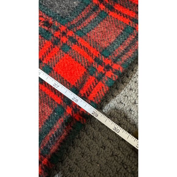 Johnson Woolen Mills Double Cape Jac Shirt Vintage Wool Red Green Plaid Mens XL - Picture 11 of 15